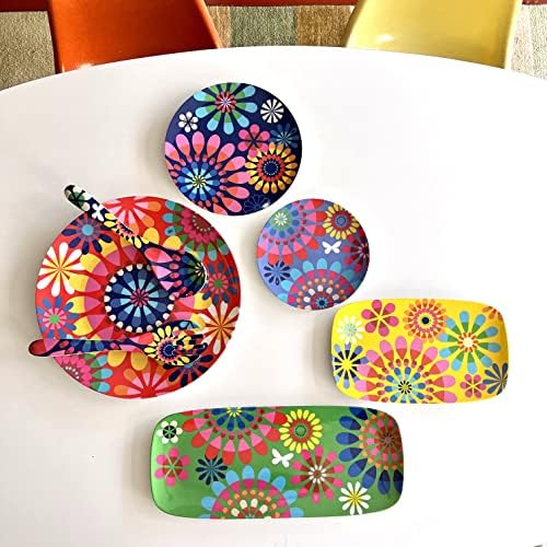 French Bull Plates - 4 Piece Set - 9 inch Melamine Salad Plates Set of 4 - Melamine Dinnerware for Indoor and Outdoor - Festival - Image 3