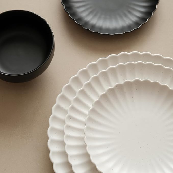 WENSHUO Daisy Plates Set of 6 (Nacre White, 9 Inch)