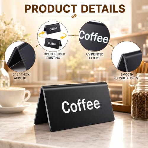 Novabright 8 Pcs Acrylic Coffee Tent Signs for Coffee Station - Image 4