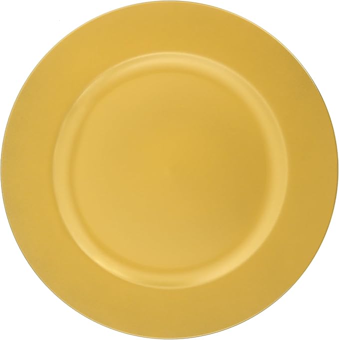 100 Pcs Antique Charger Plates Bulk, 13in Reusable Serving Plates Embossed Rim Plastic Party Dinner Plate Chargers Round Decorative Server Plate for Wedding Party Event Tableware