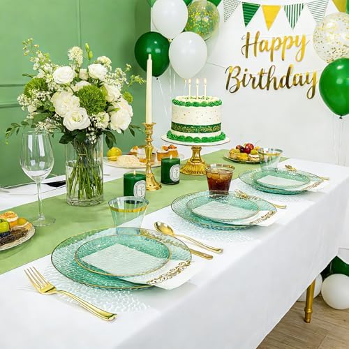 DaYammi 175PCS Green Plastic Dinnerware Set for 25 Guests - Image 7