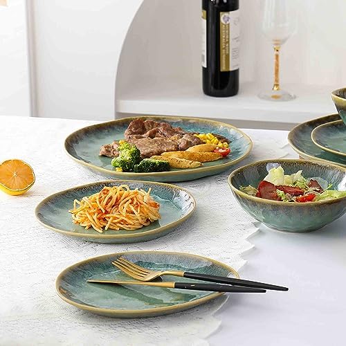 Henten Home Ceramic 11 Dinner Plates, French Country Pasta Plate Set of 4 - Image 5
