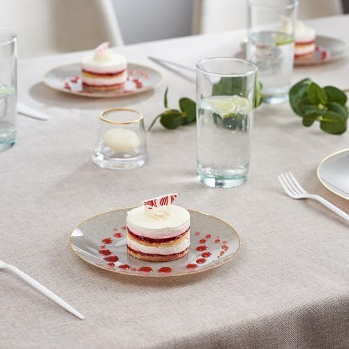 PLASTICPRO 128 Pack Elegant Disposable Plastic Plates Combo Set Bulk Pack Includes 64 Dinner Plates and 64 Salad Plates Heavy Duty Fancy Party Plates Grey Granite Plates with Gold rim - Image 7