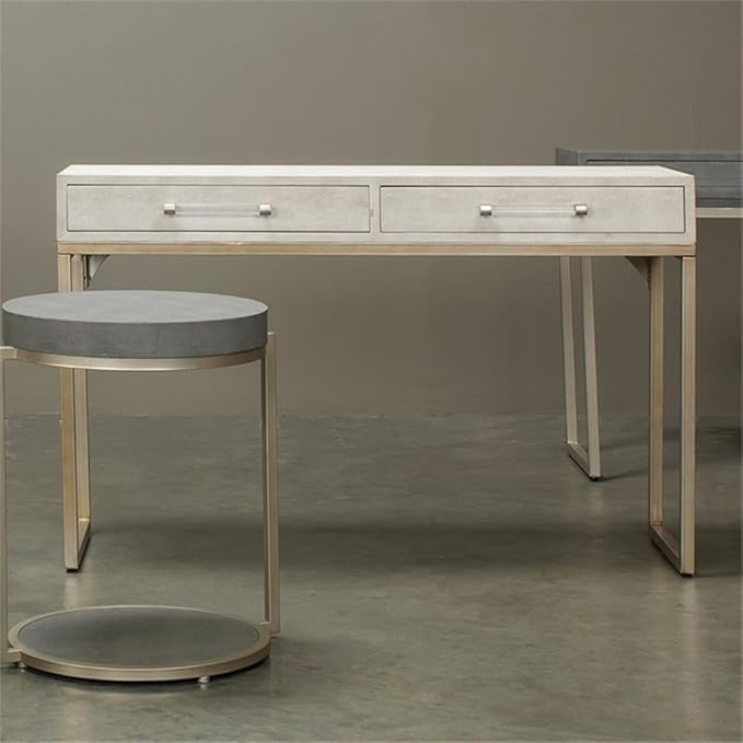 Eden Home 2-Drawer Transitional Faux Leather Console Table in Cream