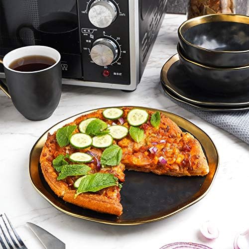 Stone Lain Florian Modern Porcelain Dish Set, 32-Piece Dishes for 8, Gold and Black - Image 5