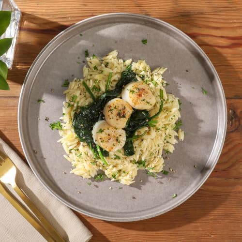 Gibson Elite 12 Piece (Service for 4) Eden Rock Plates and Bowls Reactive Glaze Round Dishes Stoneware Ceramic Dinnerware Set - Grey - Image 7