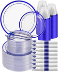 Goodluck 700 Pcs Disposable Clear Blue Plates and Napkins Party Supplies by GoodLuck