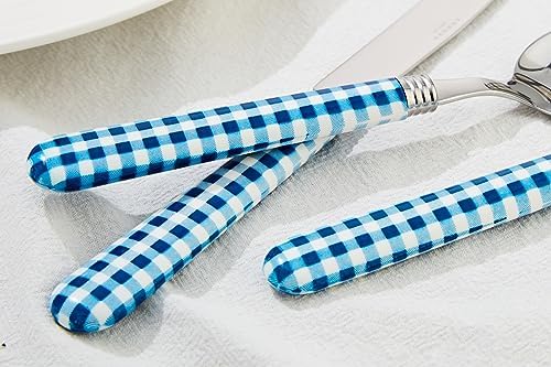 ANNOVA Silverware Set Stainless Steel Colorful Tableware Kitchen Flatware Set Utensils, Includes Dinner Knives, Forks, Spoons, Salad Forks & Dessert Spoons (Dark Blue/Checkered, 20 Pieces) - Image 5