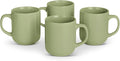 Amazon Basics Glazed Stoneware Coffee Mugs, Ceramic 4-Piece Set, 16 oz, Microwave and Dishwasher-Safe, Olive
