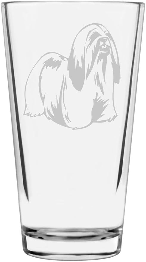 Lhasa Apso Custom Personalized Dog Themed Etched All Purpose 16oz Pint Glass