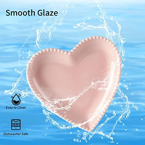 6.3" Pink Porcelain Heart Shape Appetizer Plates Set of 10 - Image 7