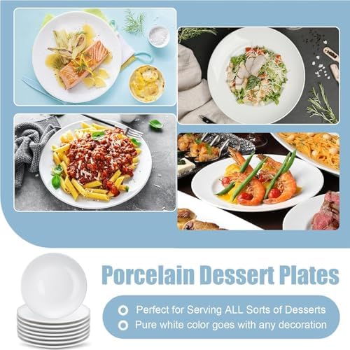 8 Pcs Porcelain Dessert Plates, Round Small White Plates, 6 Inch - Image 4