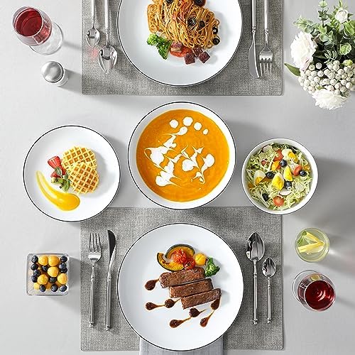 MALACASA 24-Piece Porcelain Dinnerware Set, with Black Rim Dish Set for 6 - Image 6