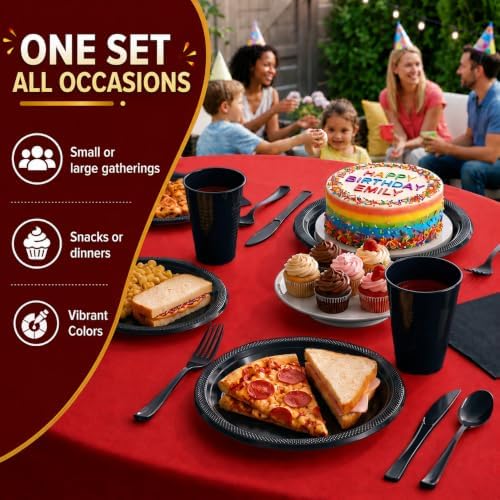 Exquisite 350 Pcs Black Plates and Napkins Party Supplies Plate Sets - Image 6