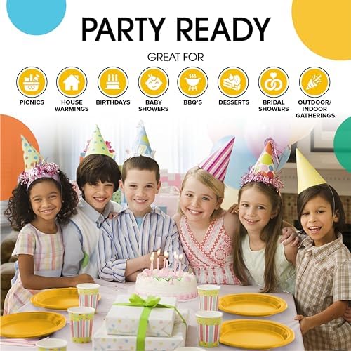 Party Solids 33% Thicker Yellow Plastic Plates 10" Dinner Plates 50 Ct - Image 7