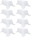 8 Pack White Tablecloth 90 x 132 Inch Rectangular Table Cloth for 8 Foot Rectangle Tables, Wrinkle Resistant Washable Polyester Fabric Covers for Wedding Party Banquet Buffet and Camping