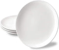 DELLING 10 inch White Dinner Plates Set, Porcelain Dessert/Salad Plate, Serving Dishes, Dinnerware Sets, Scratch Resistant, Lead-Free, Microwave, Oven, and Dishwasher Safe - Set of 4