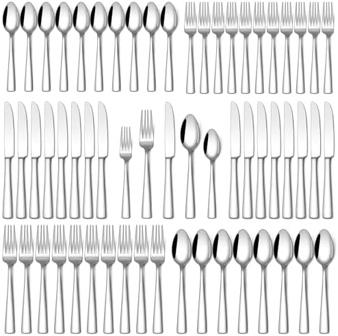 Stapava 60 Piece Silverware Set, Food-Grade Stainless Steel Flatware Sets for 12 Mirror Polished Cutlery Utensil Sets Include Dinner Knives Spoons and Forks Set Dishwasher Safe for Home Restaurant by StapavaSilverwareSet