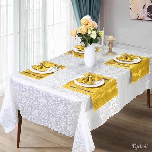 12 Pack Gold Damask Satin Napkins 17 x 17 Inch - Image 4