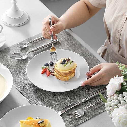 MALACASA 30-Piece Porcelain Dinnerware Set, White Round Dish Set for 6 - Image 5