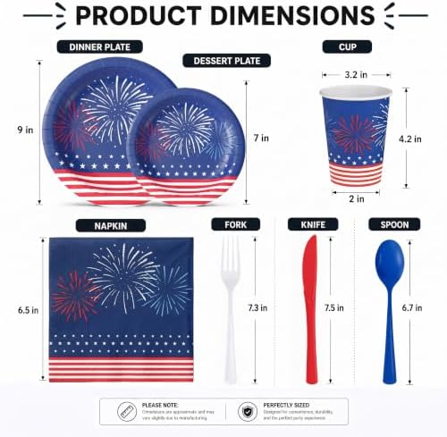390 Pcs 4th of July Plates and Napkins Sets 4th of July Paper Plates - Image 2