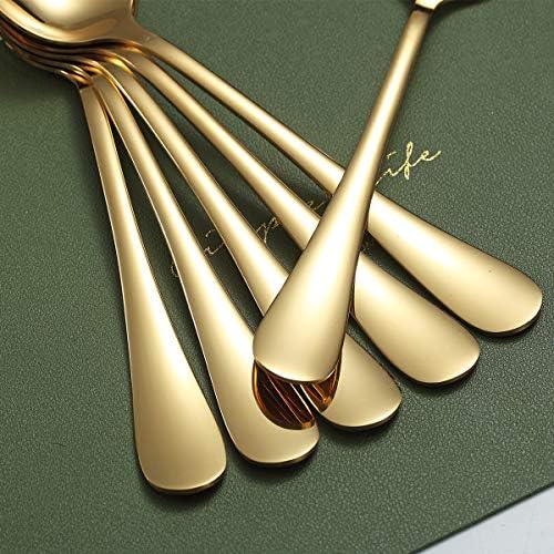 Gold Dinner Spoons, Kyraton 6 Pieces 7.5" Stainless Steel Table Spoon With Titanium Gold Plating, Soup Spoon, Dessert Spoons Sliverware Dishwasher Safe Set of 6. - Image 7