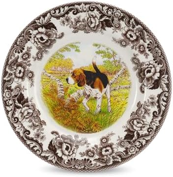 Spode – Woodland Woodland Salad Plate - Beagle - Brown/White by Spode