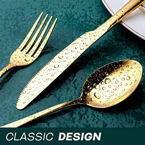Gold Silverware Set, OGORI 24-Piece Gold Forged Stainless Steel Flatware Set, Service of 6 - Image 3