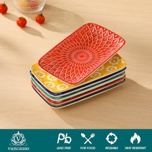 vancasso Selene Rectangular Salad Plates 8.5"x5.1"Inch, Set of 6 - Image 2