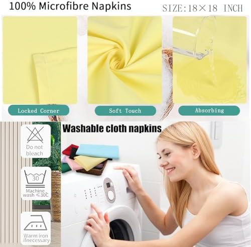 Bright Yellow Cloth Napkins,Set of 8,Washable,Wrinkless,Absorbent(Lemon) - Image 3