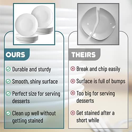 BTaT- White Dessert Plates, 8 inch, Set of 12, Small Plates for Appetizers - Image 5