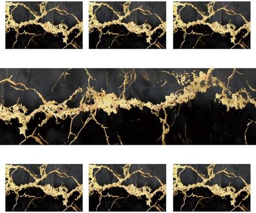 ANNA QUEEN Gold and Black Marble Table Runner and Placemats Set of 6 – Elegant 13"x72" Table Runner with 12"x18" Placemats, Luxury Dining Table Decor for Kitchen, Modern Home Décor, Party - Image 2