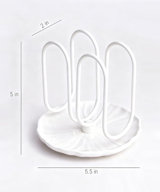 VROOMIUM Napkin Holder for Table, Effortless Cleaning Ceramic Base, 1 lb Weight, White Napkin Holders for Paper Napkins, Servilleteros para Mesas