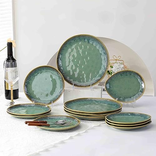 Henten Home Ceramic 11 Dinner Plates, French Country Pasta Plate Set of 4 - Image 7