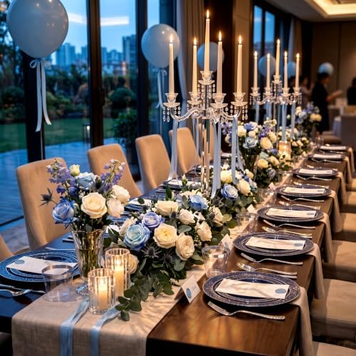 Ciaell 150 PCS Blue and Silver Plastic Plates - Blue Disposable Plate include 50 Plates, 25 Knives, 25 Forks, 25 Spoons, 25 Cups for Weddings & Party (Pack of 2) - Image 6