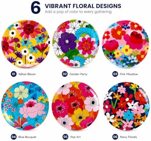 French Bull Melamine Appetizer Plates, 6 Inch, Set of 6, Garden Floral - Image 3