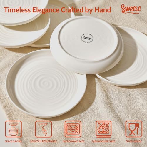 Sweese Appetizer Plate, 6 in Porcelain Small Dessert Plates Set of 6, White - Image 3