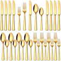 Stapava 20 Pcs Gold Silverware Set, Food-Grade Stainless Steel Flatware Sets for 4 Mirror Polished Cutlery Utensil Sets Include Dinner Knives Spoons and Forks Set Dishwasher Safe for Home Restaurant by StapavaSilverwareSet