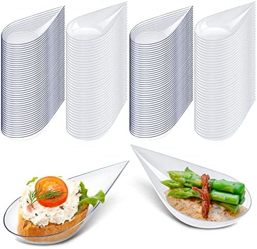 Tessco for you 200 Pcs 4" Mini Appetizer Plates, White, Clear by Tessco