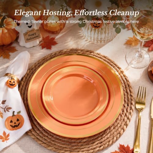 BESTVIP 200PCS Orange with Gold Plastic Plate - Image 5