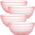 Pink Hobnail Glass Bowl Set of 4 Pressed Glass Bowls 20 oz by Yungala