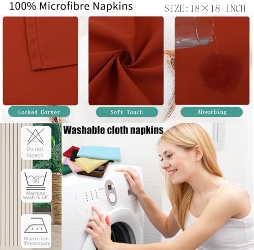 Terracotta Cloth Napkins,Rustic Earthy Fall Color, Washable, Soft (Rust) - Image 3