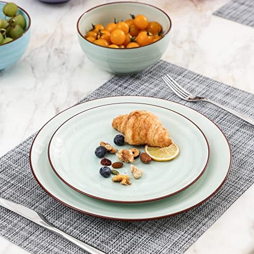 Selamica Ceramic 8 inch Dinner Plates, Small Dessert Salad Plates, Porcelain Serving Plate for Appetizer, Pancakes, Steak, Set of 6, Gradient Color - Image 5