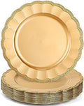 Kingrol 12 Pack 13 Inch Gold Charger Plates, Glam Dinner Chargers, Heavy Duty and Reusable Plastic Plates for Wedding Anniversary Christmas Party Table Setting by Kingrol