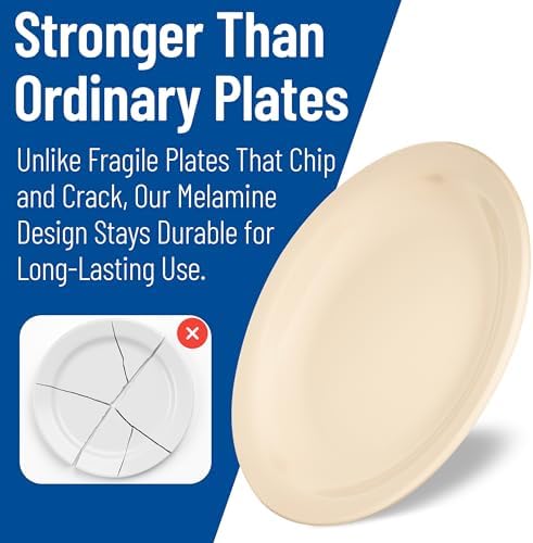 Carlisle FoodService Products Kingline Reusable Plastic Plate Appetizer Plate for Home and Restaurant, Melamine, 5.5 Inches, Tan, (Pack of 48) - Image 7
