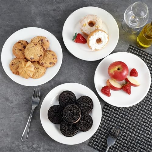 Set Of 12 7 Inch Porcelain Dessert Plates, White - Image 7