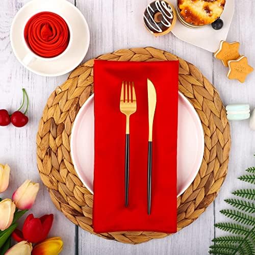 Aneco 16 Pack Christmas Square Satin Napkin Bright Silk Table Napkin Xmas Soft Smooth Fabric Table Napkin for Christmas Wedding Banquet Party Decoration, Red, Forest Green, 20 x 20 Inch - Image 6