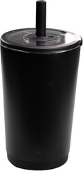 HydroJug Everyday Tumbler 14 oz – Ceramic-Lined Insulated Tumbler with Straw and Soft-Touch Lid, Cup Holder Friendly, Double-Wall Vacuum Insulation, Reusable Travel Cup – Black