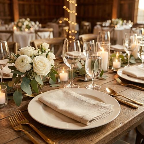 The Beer Valley Set of 12 Flax Hemstitch Cloth Napkins 20x20 Inch - Natural - Image 2