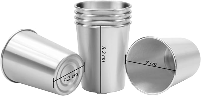 Ruisita Resinta 10 Pieces 8 Ounce Stainless Steel Cups Metal Pint Cups Shatterproof Drinking Glasses for Kids or Adults (8 oz)